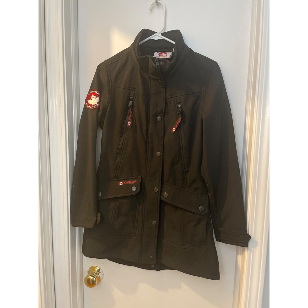 Canada Weathergear Black Softshell‎ Jacket Women's M with Maple Leaf Patches